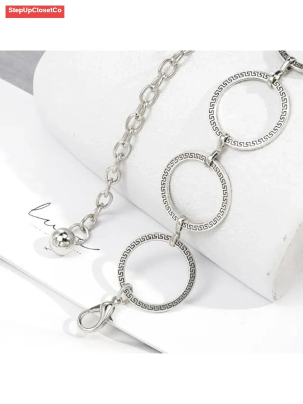 Women's Adjustable Waist Chain Belt Hollow Circle Design Alloy Metal